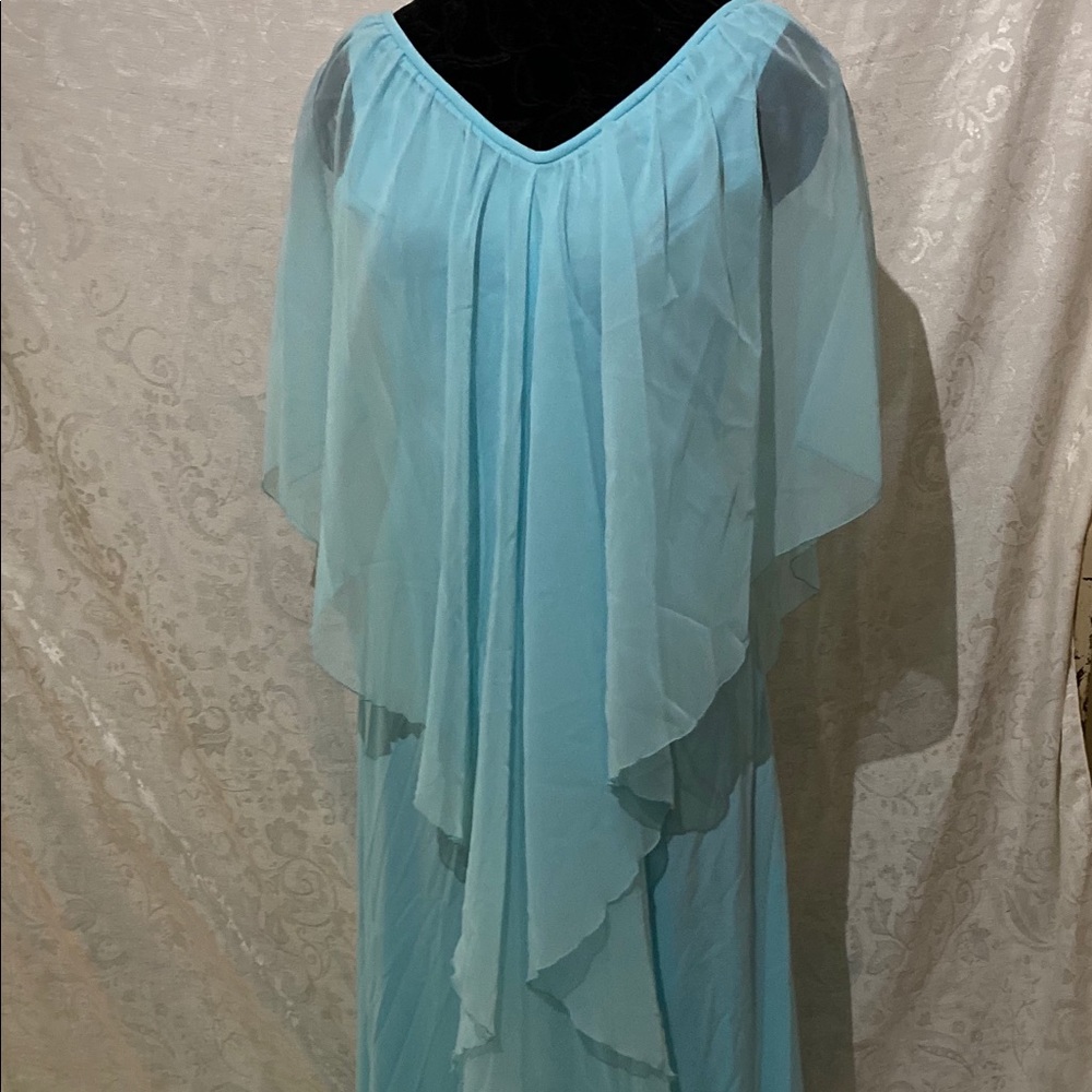 Vintage Light Blue Long cascaded Dress